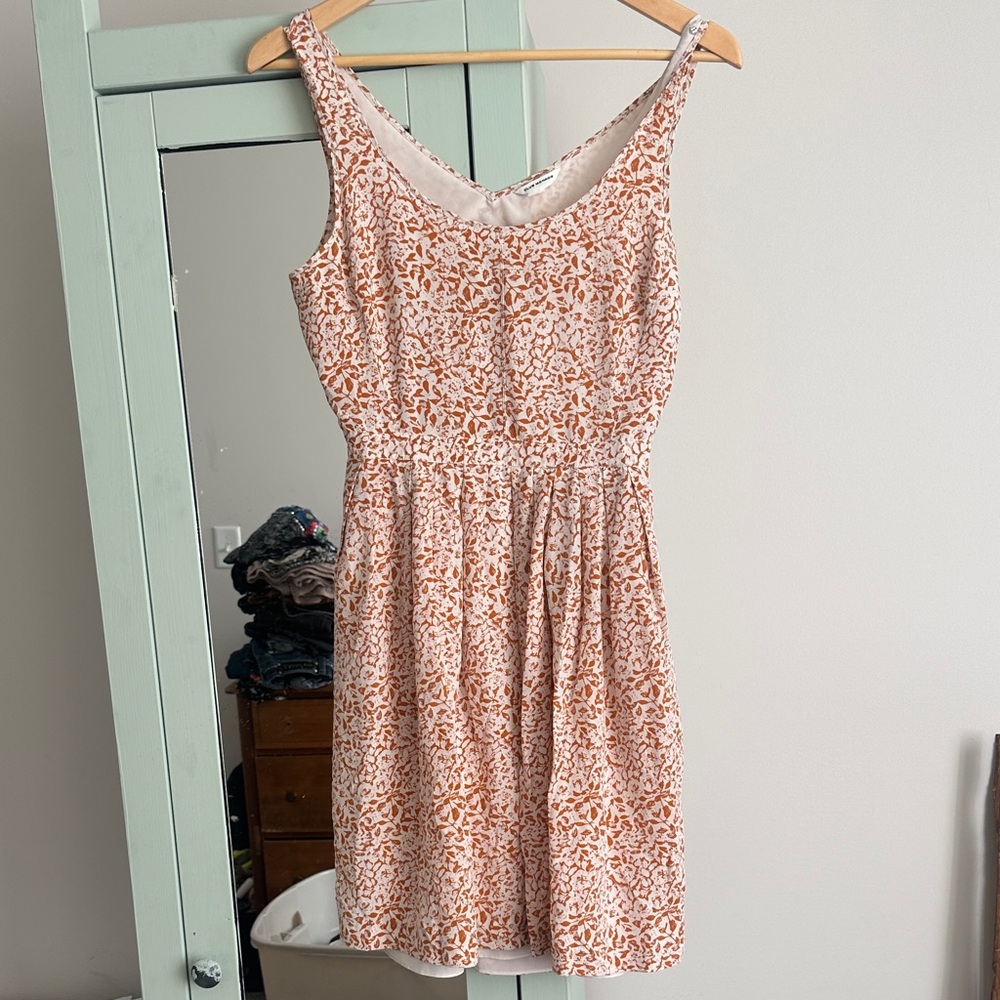Club Monaco Floral Mini Dress - Cream and Brown